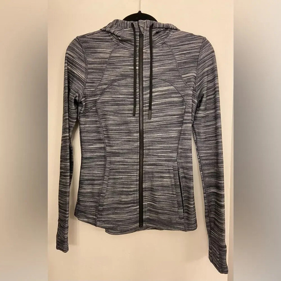 Lululemon Hooded Define Jacket Nulu Heathered Black & White Size 8 - Picture 3 of 9